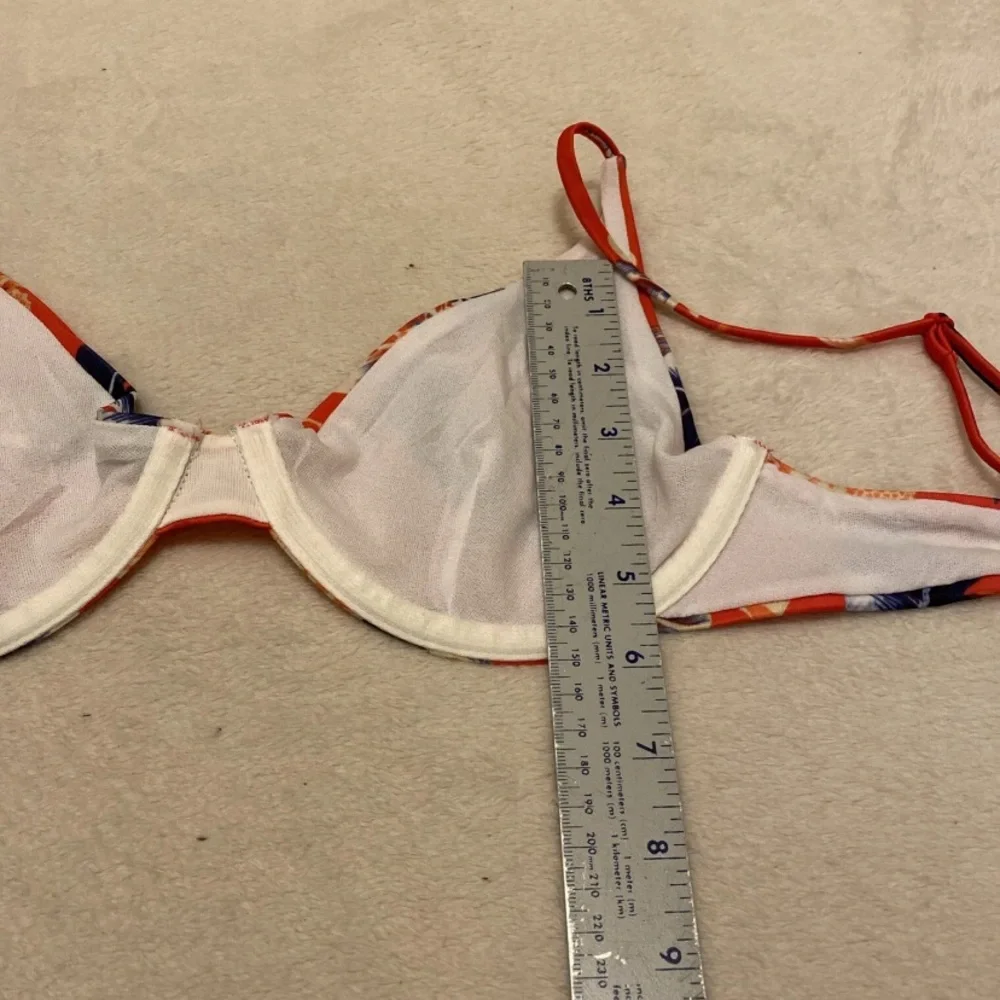 ASOS Coral and Navy Floral Bikini Top